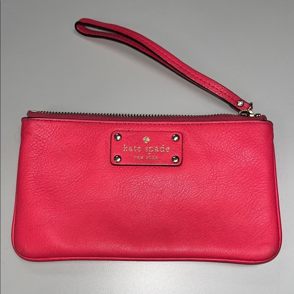 Kate Spade Vibrant Neon Hot Pink Leather Wristlet